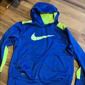 Boys Sz medium blue and lime green Nike hoodie